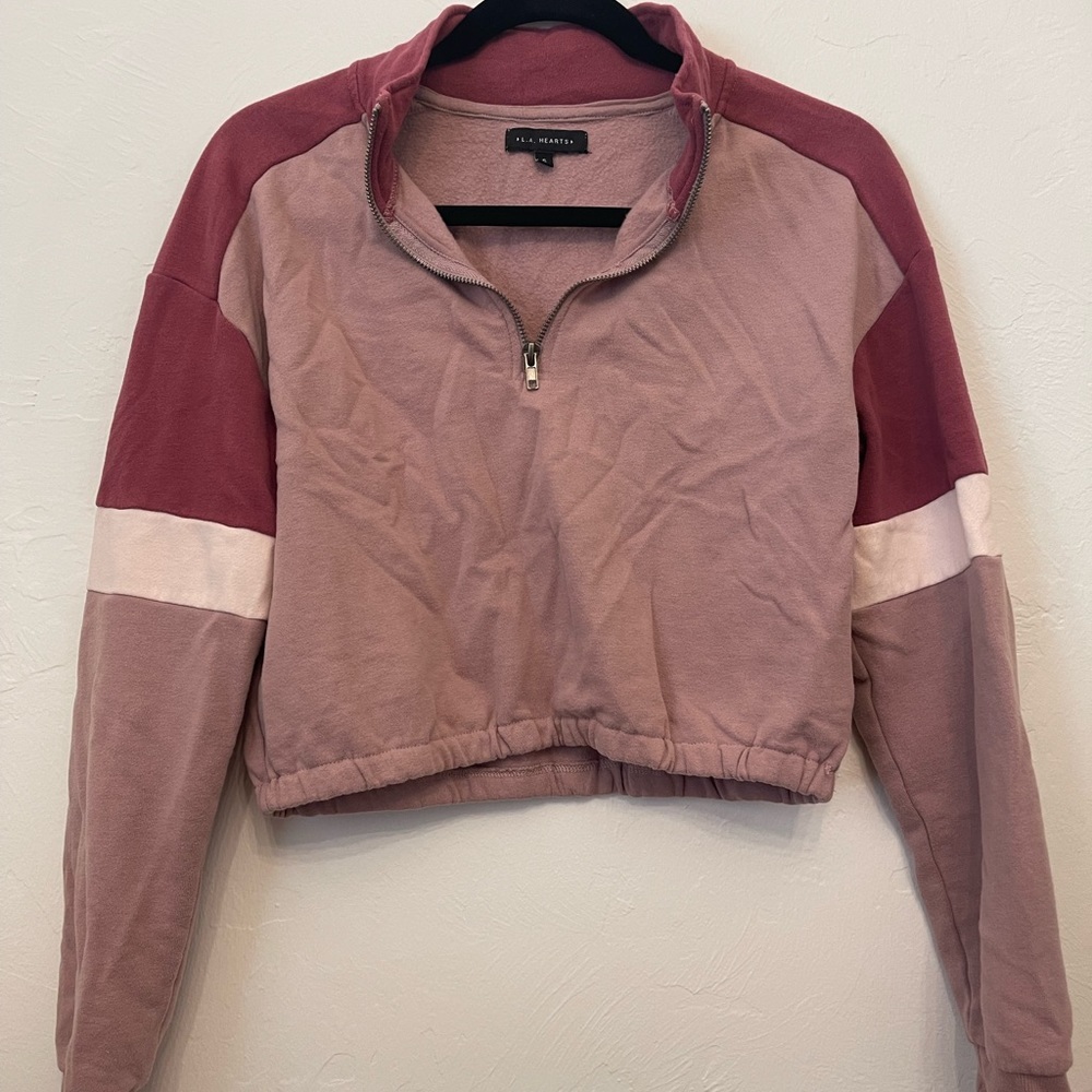 LA Hearts 1/4 zip cropped sweatshirt sz S